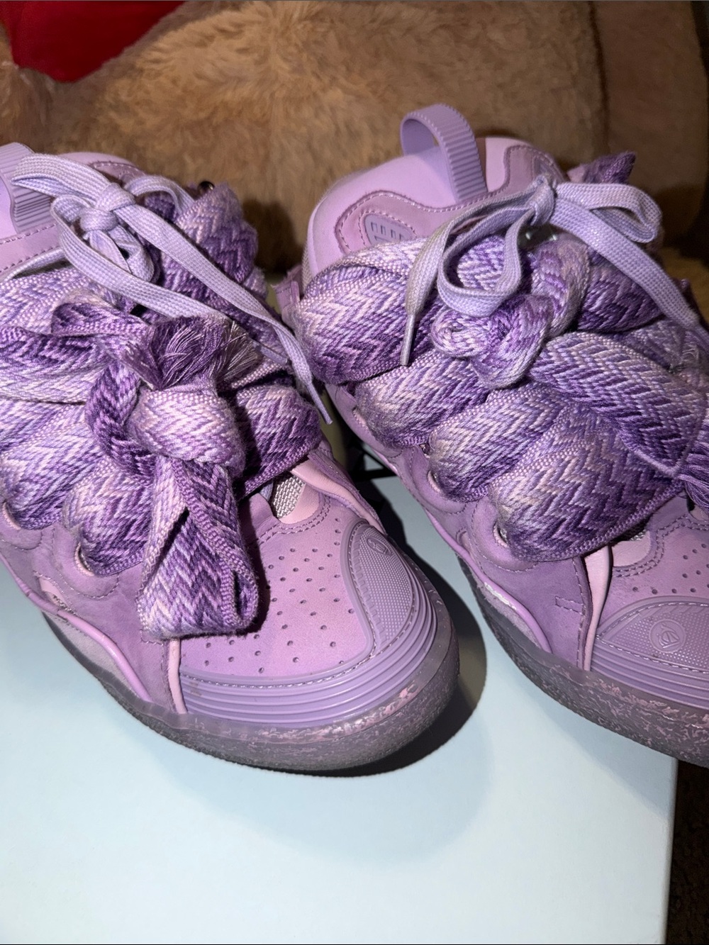 Lanvin Lilac Purple Braided Lace Sneakers